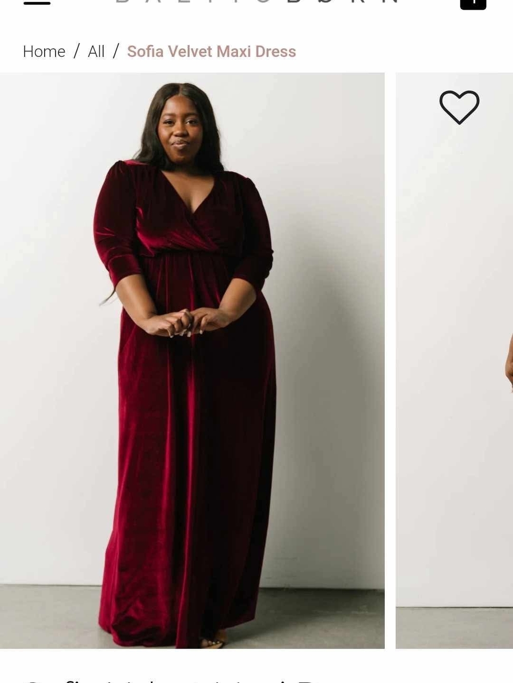 Baltic Born Sofia Velvet Maxi Dress - Mulberry Red - 3XL